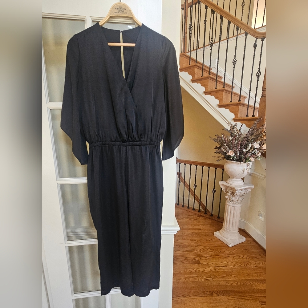 CHICO'S Elegant Black Satin Jumpsuit